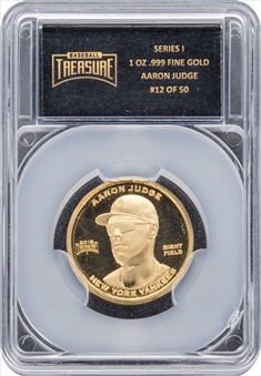 2017 Baseball Treasure Aaron Judge 1 oz. Fine Gold Coin Commemorating Rookie Record 52 Home Runs #12/50 (Baseball Treasure LOA)